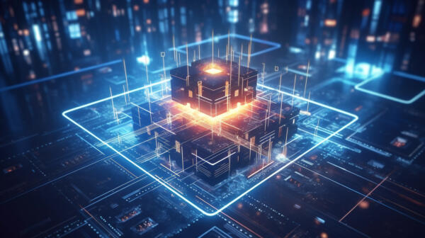 Quantum Information Processing Concept. Ai And Quantum Computing For Powerful Data Elaboration. Central Processing Unit, Glowing 3d Cpu. Superconducting Qubits, Photons Particles. Ai Circuitry Tech