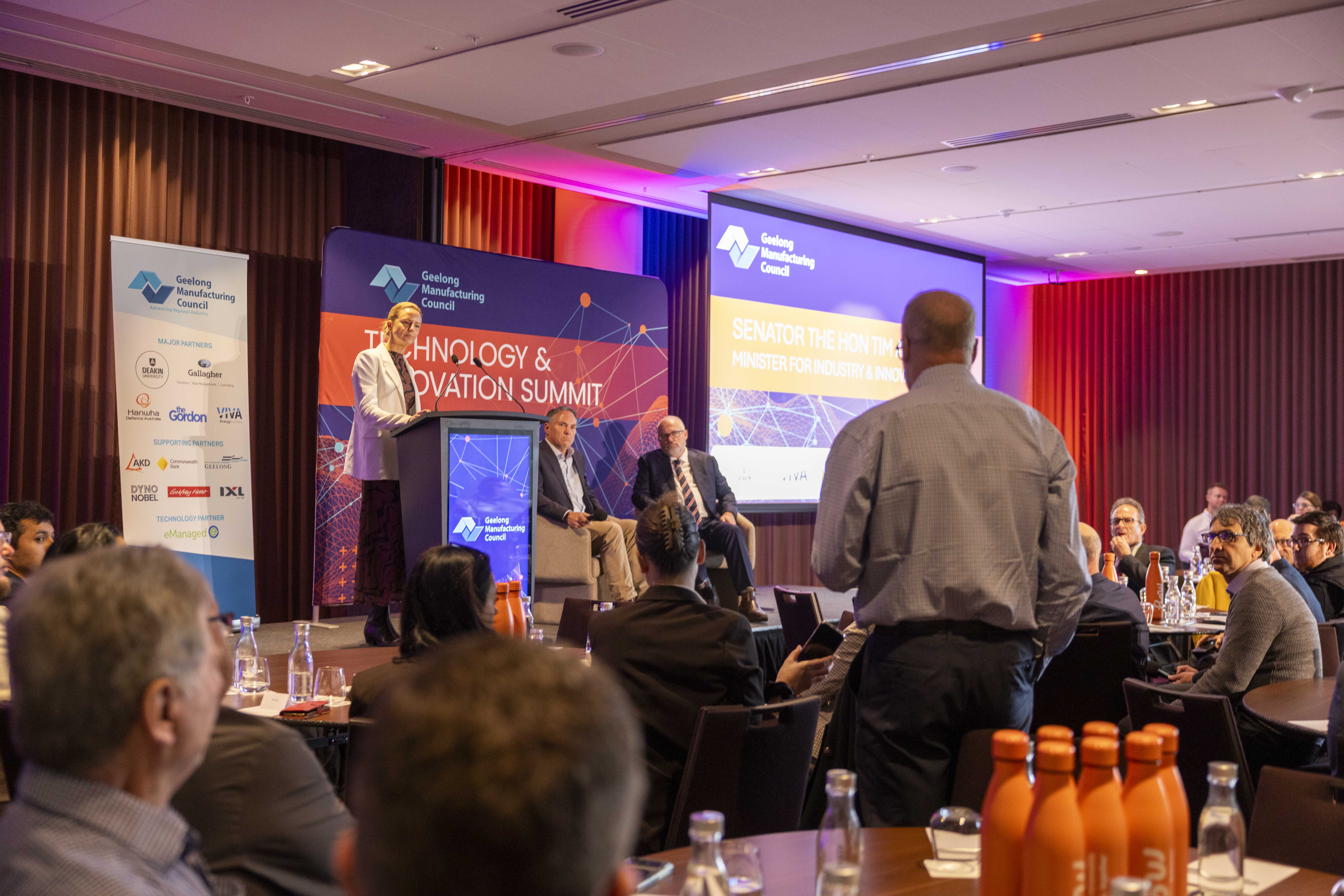 Deputy Prime Minister Richard Marles with Minister for Industry and Innovation, Senator Tim Ayres at GMC’s 2026 Technology & Innovation Summit in Geelong.